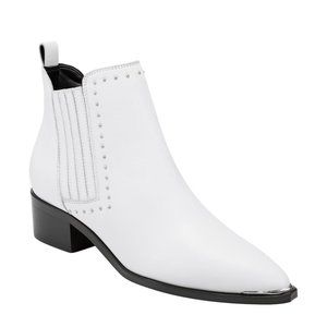 Marc Fisher Yami White Silver Micro Stud Boots NEW